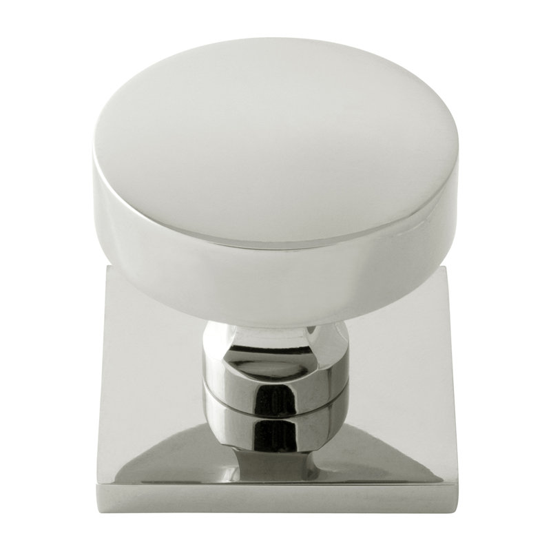 Parkview Brass Knob Backplate, Polished Nickel