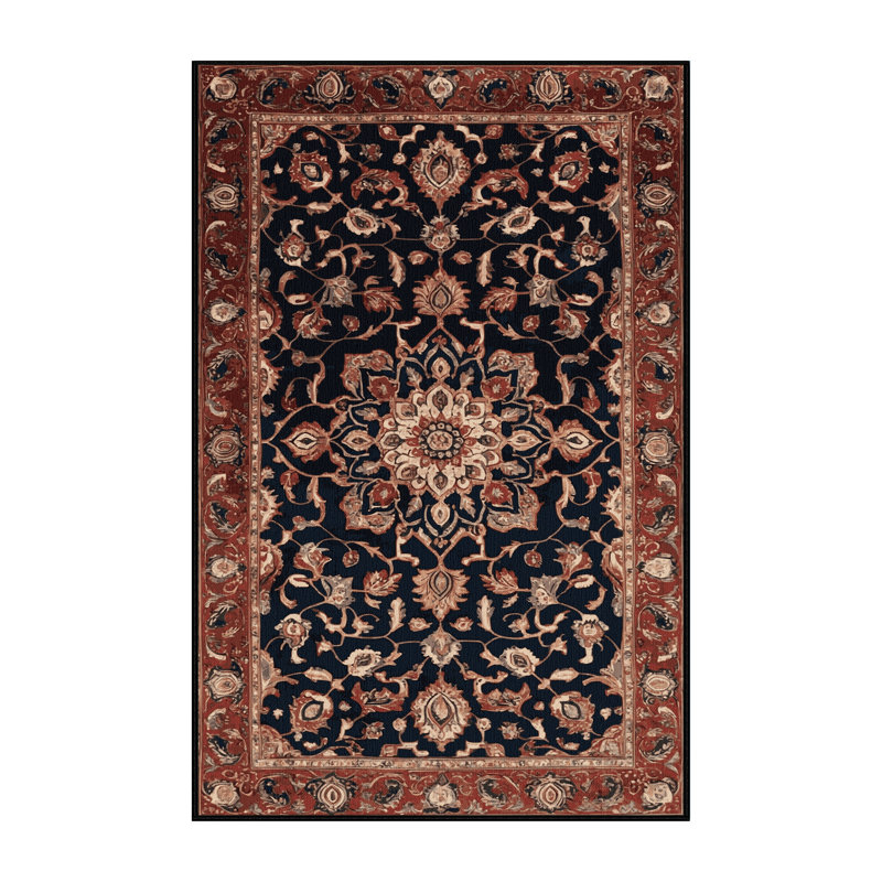 Machine Washable Persian Brown Area Ru, Rectangle 7' x 9'
