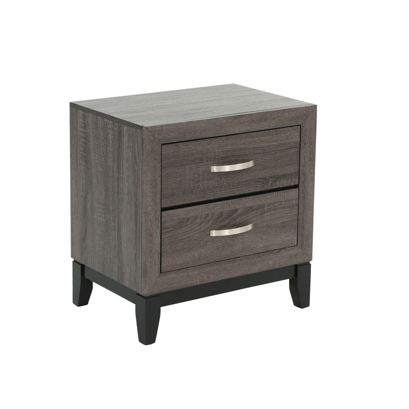 Table de chevet rustique en chêne gris pour chambre à coucher, 2 tiroirs, bois massif, magnifique table de chevet en bois avec couleur, design moderne