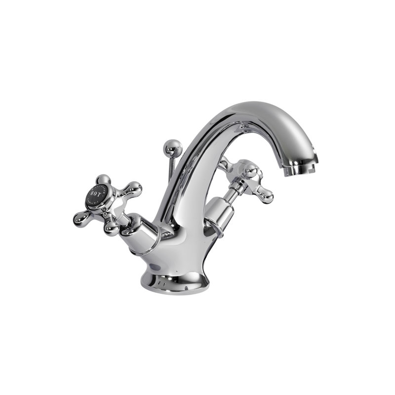 Solid Brass Mono Basin Mixer with Waste, Black