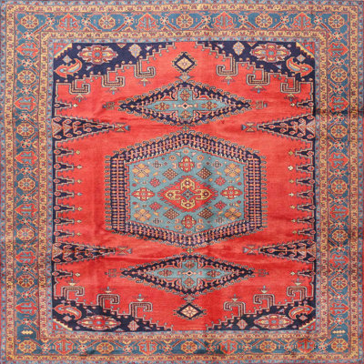 Tapis rouge/bleu/brun traditionnel Forteau