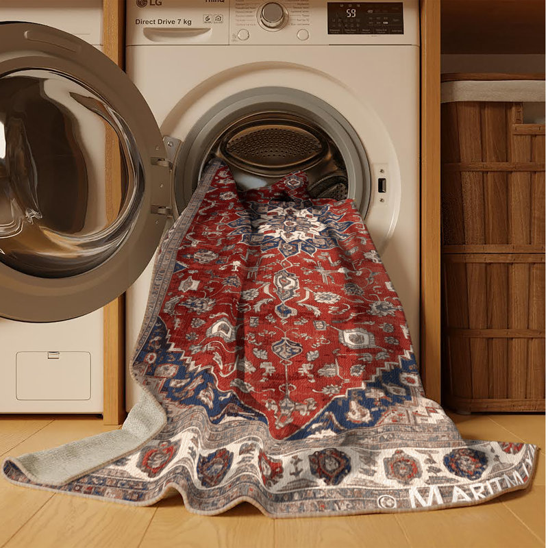 Machine Washable Persian Brown Area Rug, Round 4'