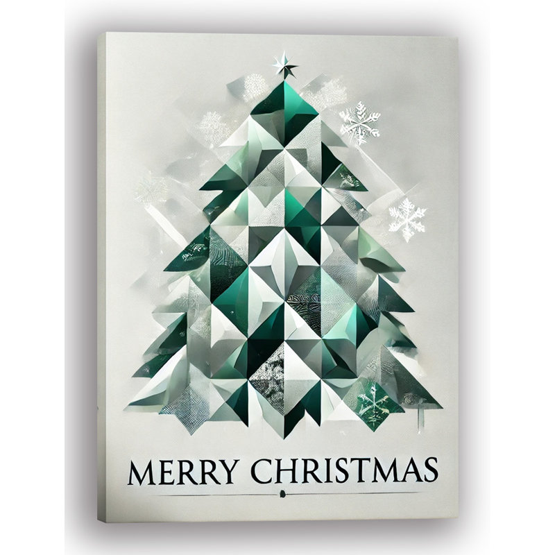 Arbre de Noël géométrique en forme de flocon de neige, art mural, H 16 po x l 12 po x P 1 po