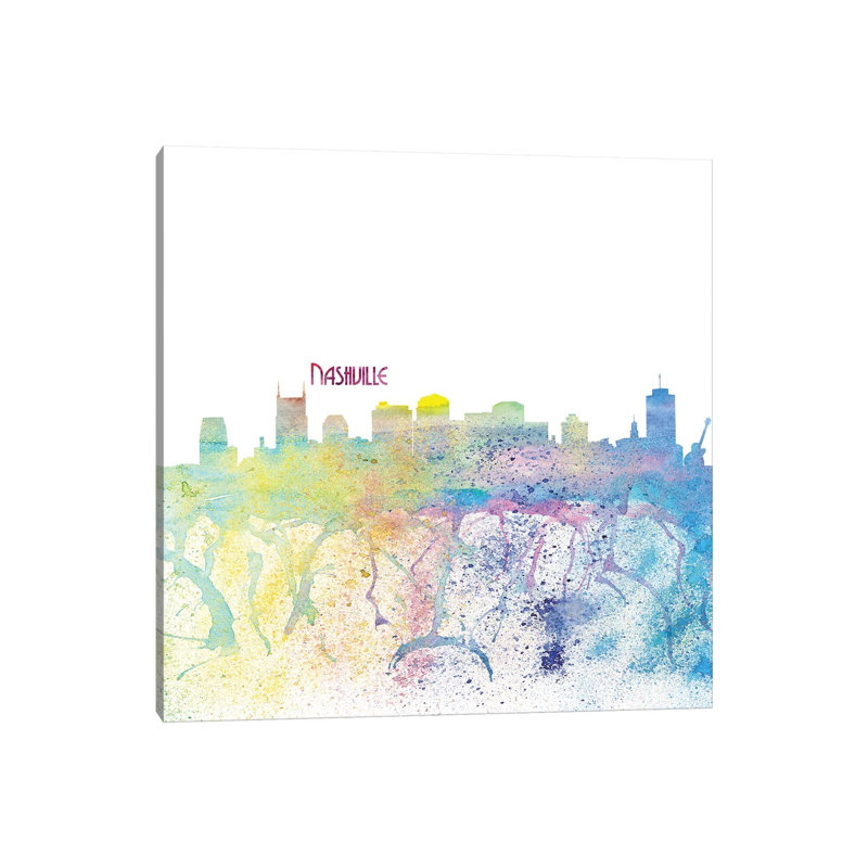 Nashville Tennessee Skyline Silhouette Impressionistic Splash by Markus & Martina Bleichner - Wrapped Canvas Gallery-Wrapped Canvas Giclée