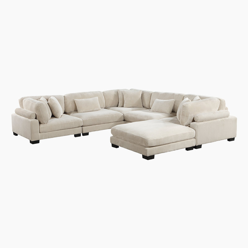 Brinsley 6-Piece 135" Corduroy Modular Sectional Sofa
