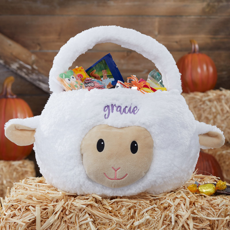 Panier en tissu agneau brodé, Oui