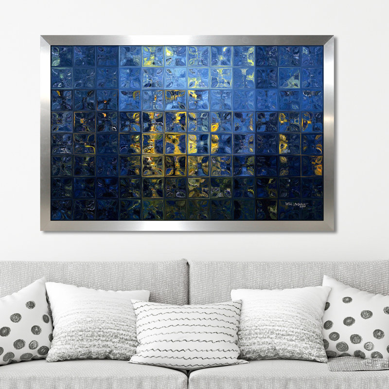 « méditerranéen », reproduction d’art sur toile, H 27,5 po x l 39,5 po x P 0,75 po, Encadrement argenté