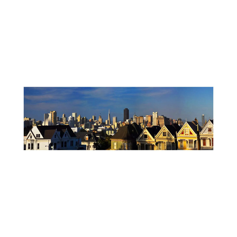 San Francisco Panoramic Skyline Cityscape by Unknown Artist - Wrapped Canvas Panoramic Print