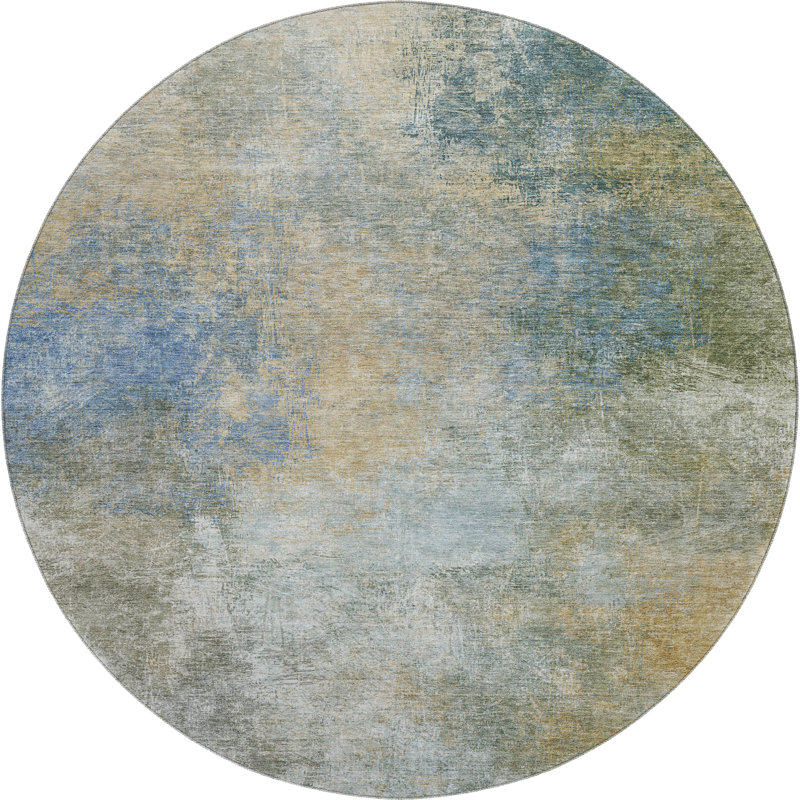 Premium Machine Washable Ariel Abstract Rug, Round 8'