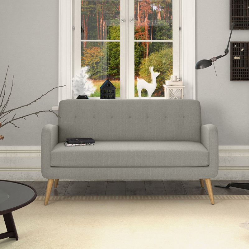 Canapé à accoudoirs carrés de 65,5 po Valeria, Polyester gris tourterelle