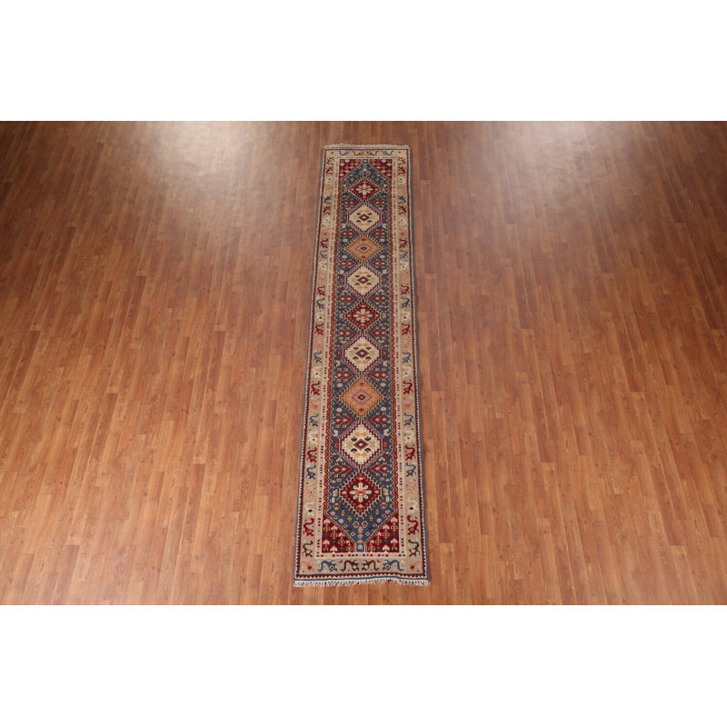 Tapis de couloir oriental bleu Khotan