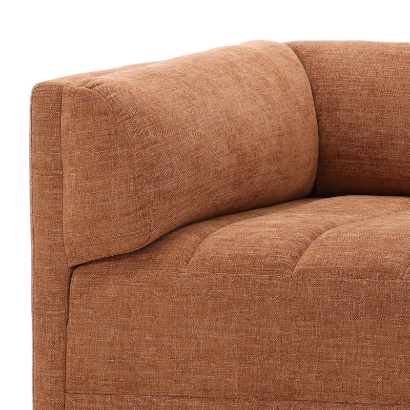 Magda 113" Wide Upholstered Sofa, Terracotta, Orange
