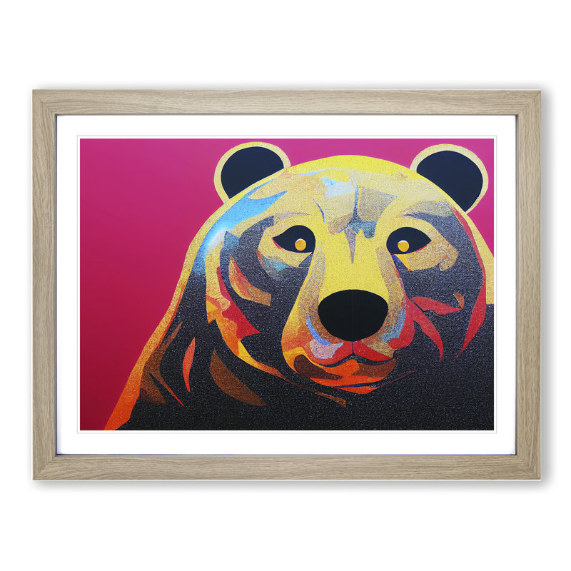 Blissful Bear - Framed Print, Oak, 34cm H x 46cm W x 2cm D