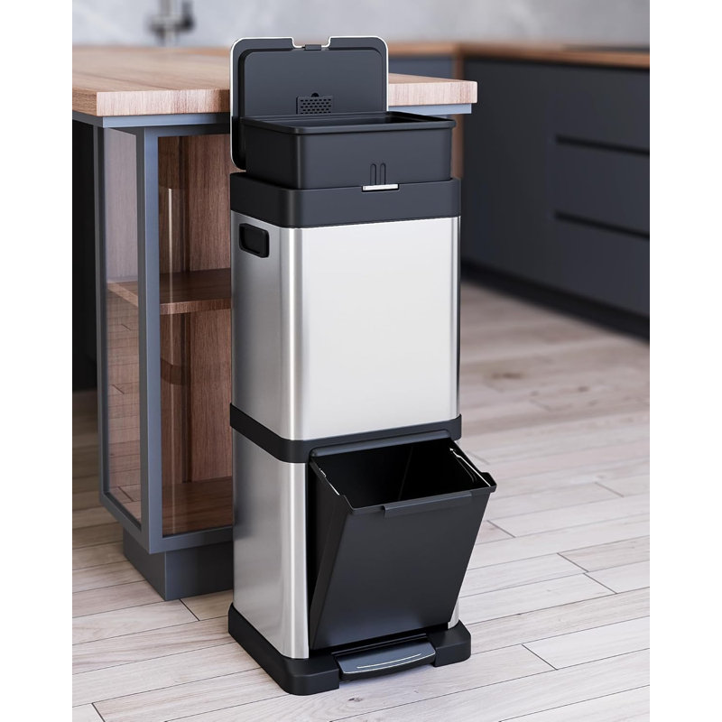Poubelle de cuisine en acier inoxydable 9 gallons