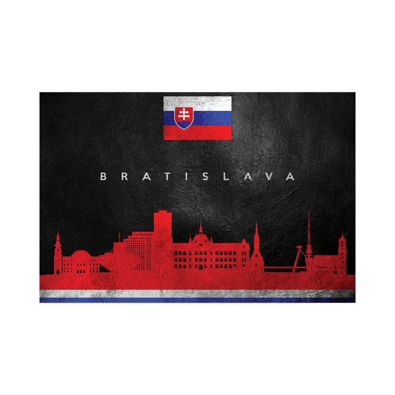 Bratislava Slova Skyline par Adrian Baldovino, impression sur toile tendue, H 8 po x l 12 po x P 0,75 po