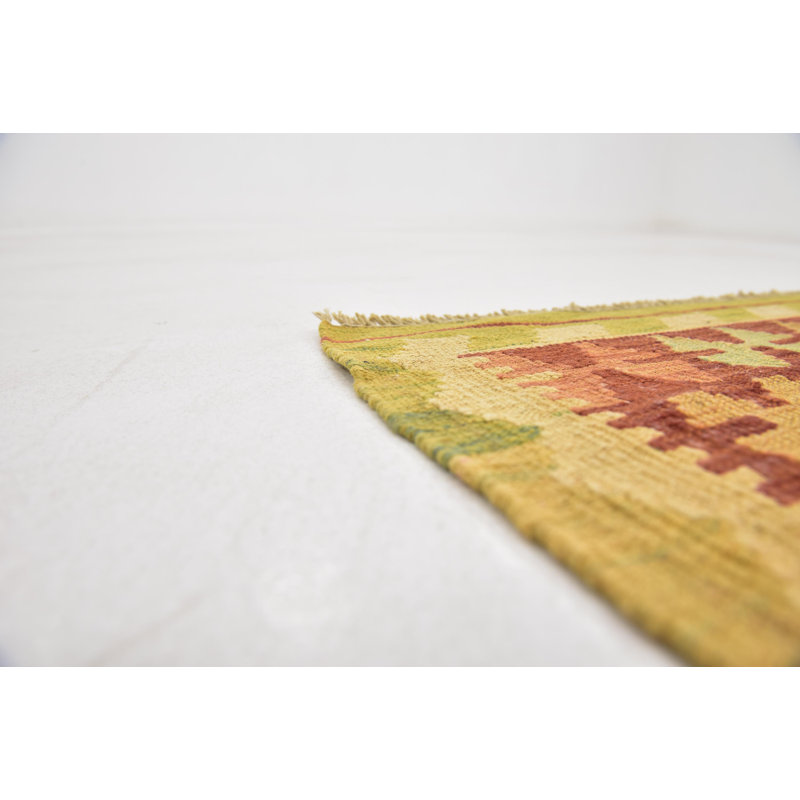 Tapis en laine rouge 2 pi 6 po x 4 pi one-of-kind main-noué la new age Elland