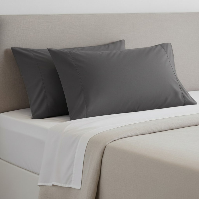 Ensemble de 2 taies d'oreiller en microfibre - confort résistant à la décoloration, Queen, Gray