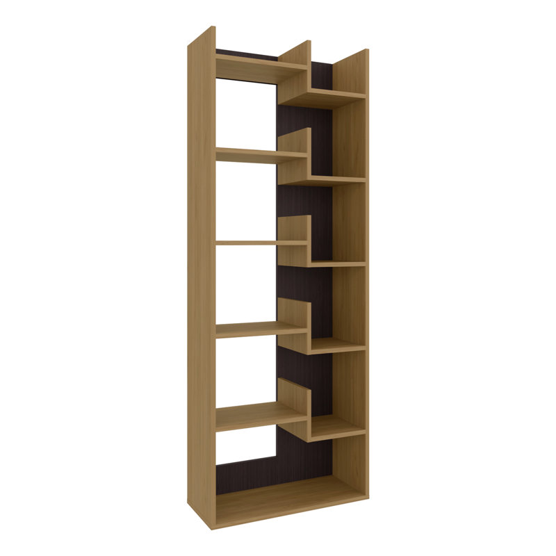 Armoire de rangement autoportante de 67 po à 6 niveaux, bureau à domicile, salon, noyer foncé