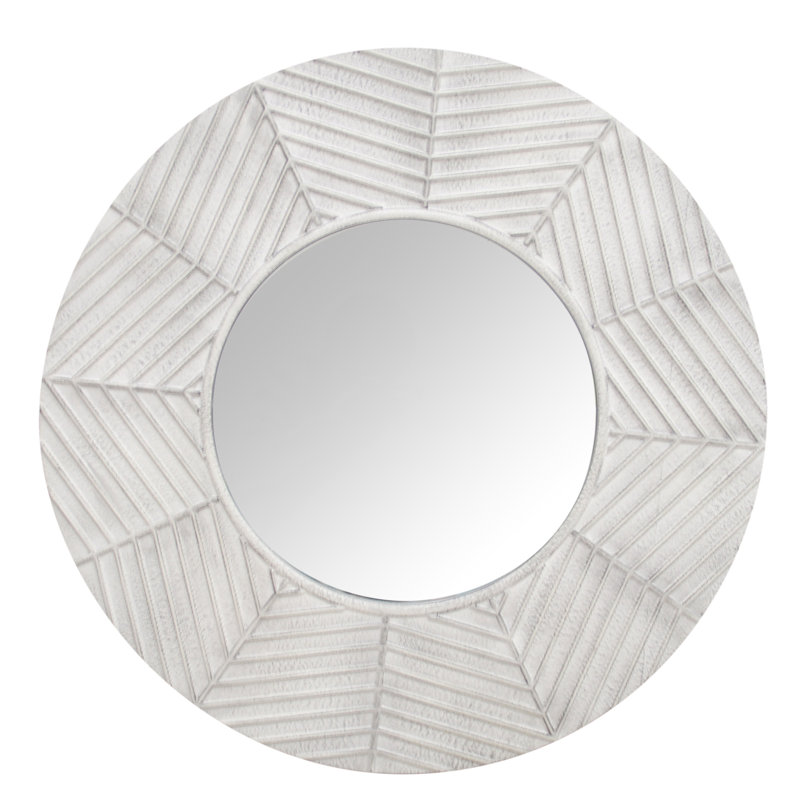 Engineered Wood Round Wall Mirror