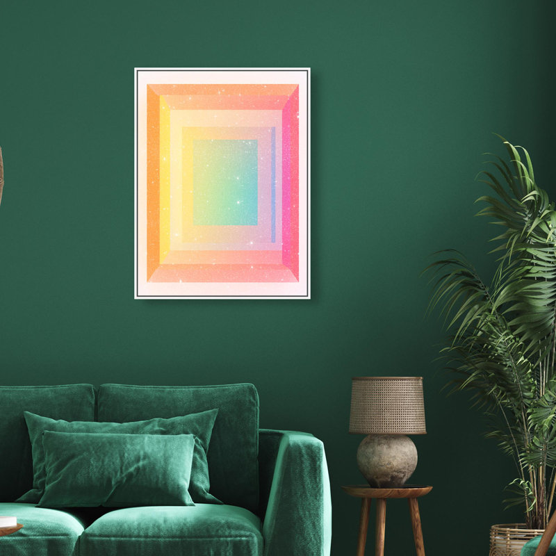 Oliver Gal Neon Geo II Abstract - Diamond Dust Framed Canvas Art, 31" H x 25" W