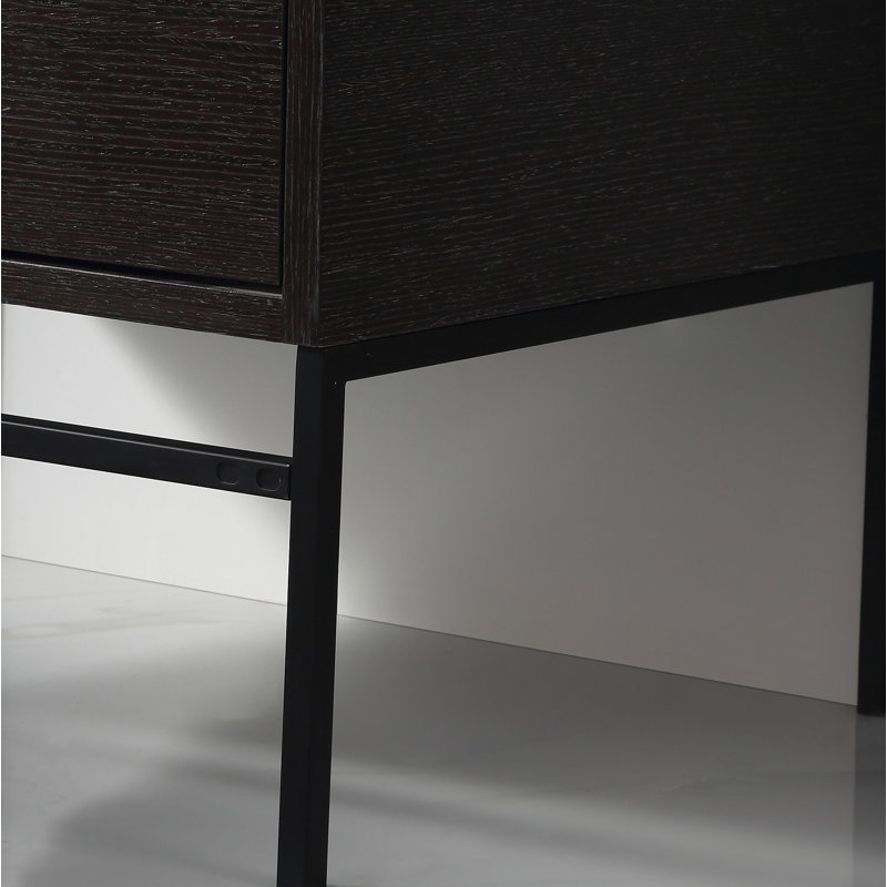 Ensemble de meuble-lavabo simple 60 po Maisie, Noir, Chêne noir à grain droit