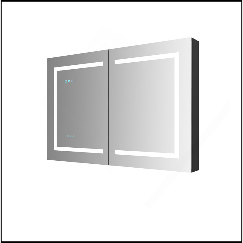 Armoire à pharmacie polyvalente de 48 po x 32 po avec miroir à fixation en surface ou espace de rangement encastré en aluminium