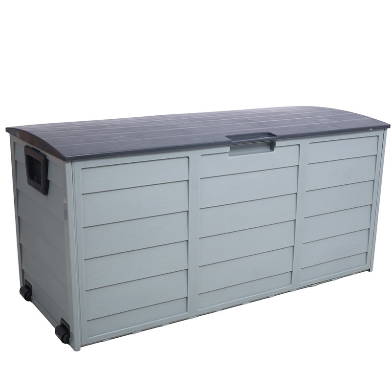 All Weather Uv Pool Deck Box Storage Shed Bin Backyard Patio Outdoor W/ Wheel,75 Gallon Resin Deck Box-Organization