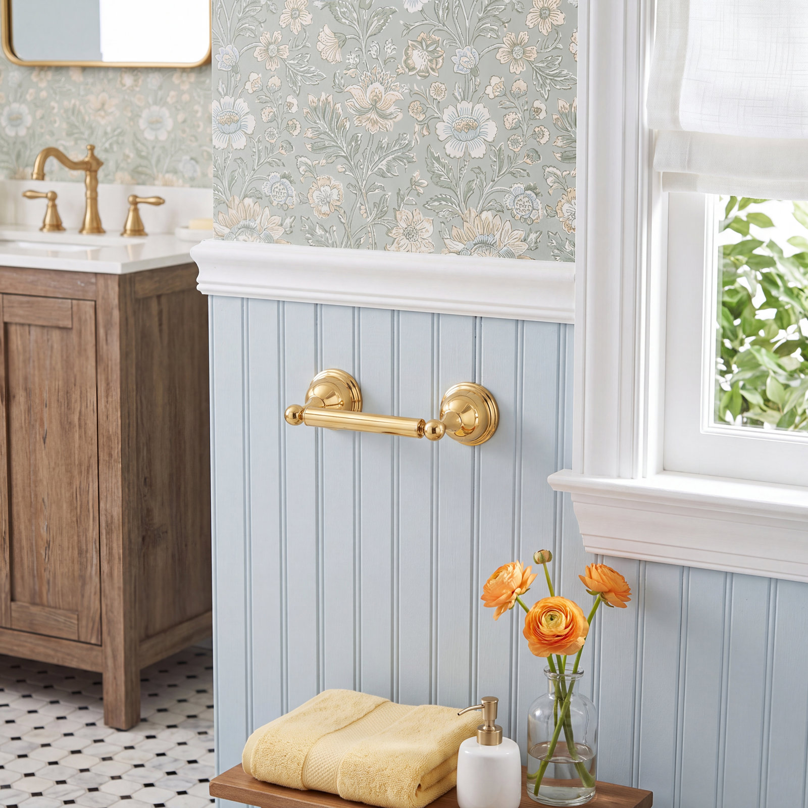Restoration Toilet Paper Holder, Polished Brass