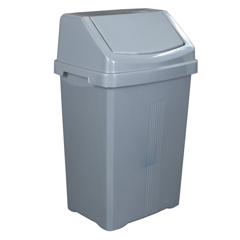 Wham 25L Swing Top Rubbish Bin Silver, Silver