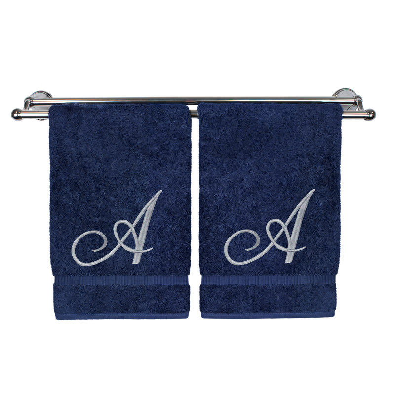 Super Plush Hand Towel, Navy/Silver, A