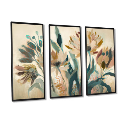" Wild Flowers In Faded Vintage Colours IV " 3 - Pieces