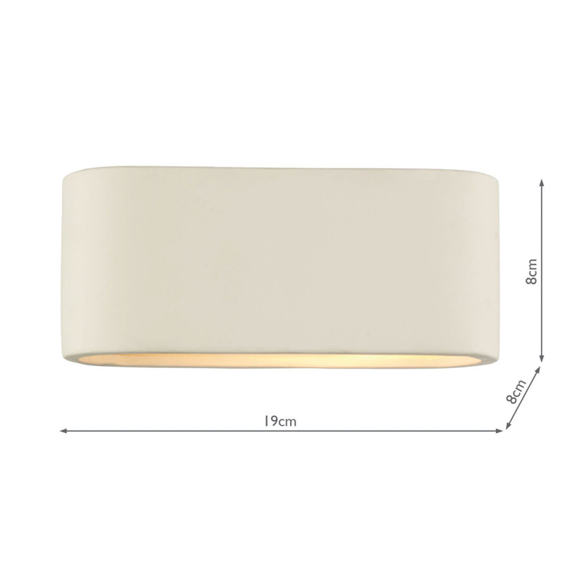 Ceramic Up & Downlight, 8 cm H x 19 cm W x 8 cm D