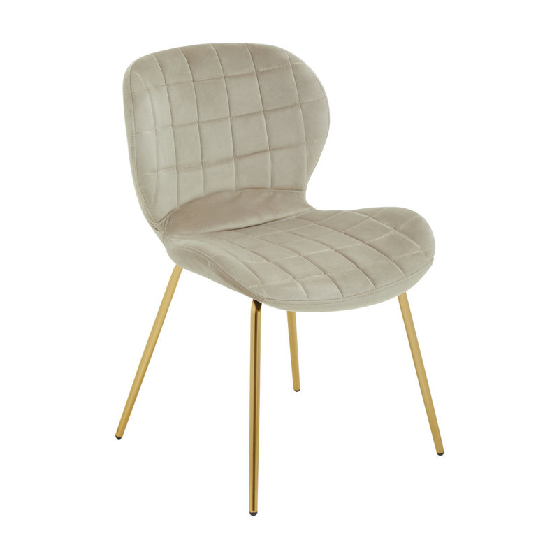 Fontenay 39cm H Polyester Blend Upholstered Metal Side Chair, Gold, Mink