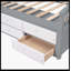 Lit plateforme simple avec 6 tiroirs, gris et blanc