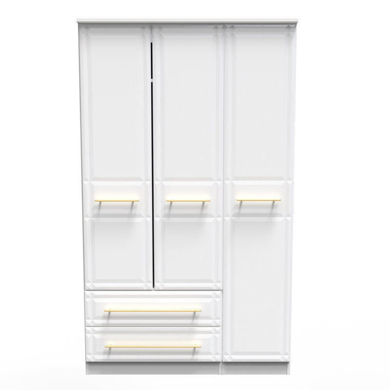 Fully Assembled 2 Door Wardrobe, 197cm H x 74cm W x 53cm D, White Ash