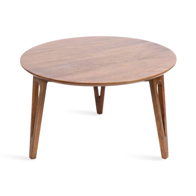 Wooden Living Room Round Coffee Table, Medium Wood