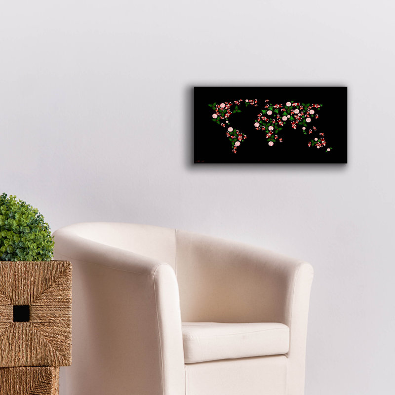 «Christmas Map» par Mark Ashkenazi, art mural sur toile, H 12 po x l 24 po x P 0,75 po