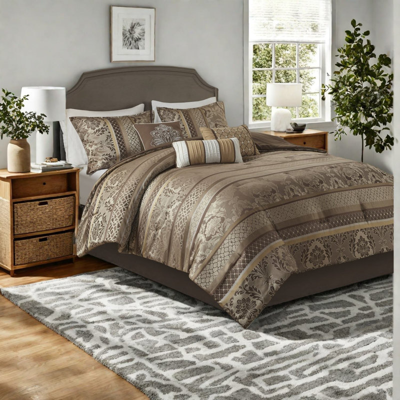 Ensemble de literie en jacquard luxueux, polyester confortable, grand
