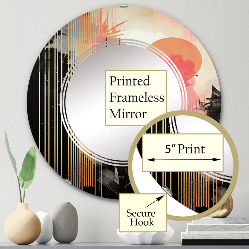 Bowdens - Miroir mural moderne rond, 24 po x 24 po