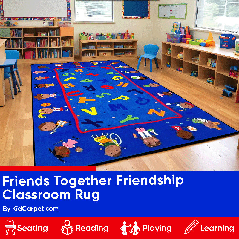 Tapis KidCarpet Friends Together Friendship, Rectangle 6 pi x 8 pi 6 po