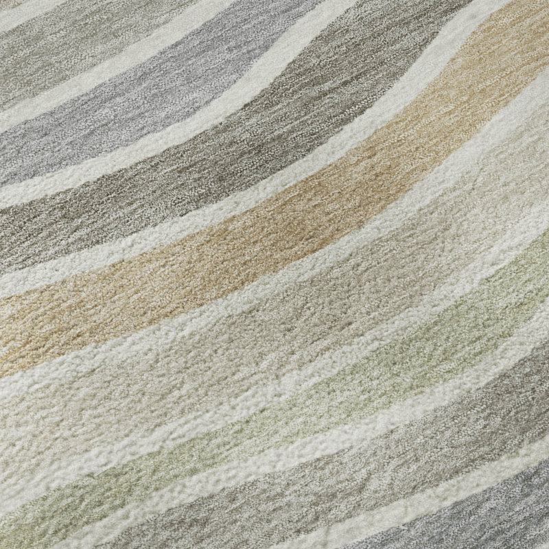 Premium Machine Washable Mayfield AMF2333 Stripes Rug, 10' x 14', Taupe