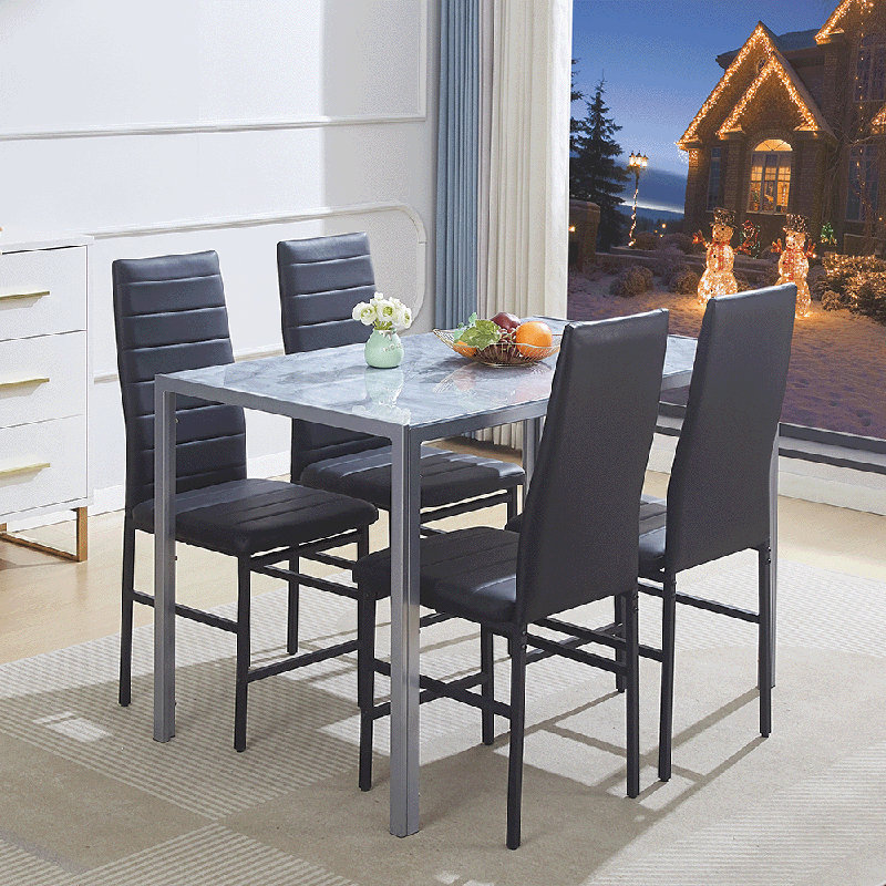 4 - Person Dining Set, Black, Grey
