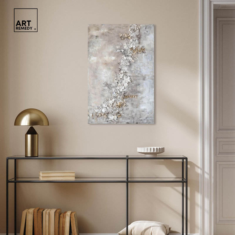 Elegant Gold and Rust Abstract Canvas Art, 30" x 20"
