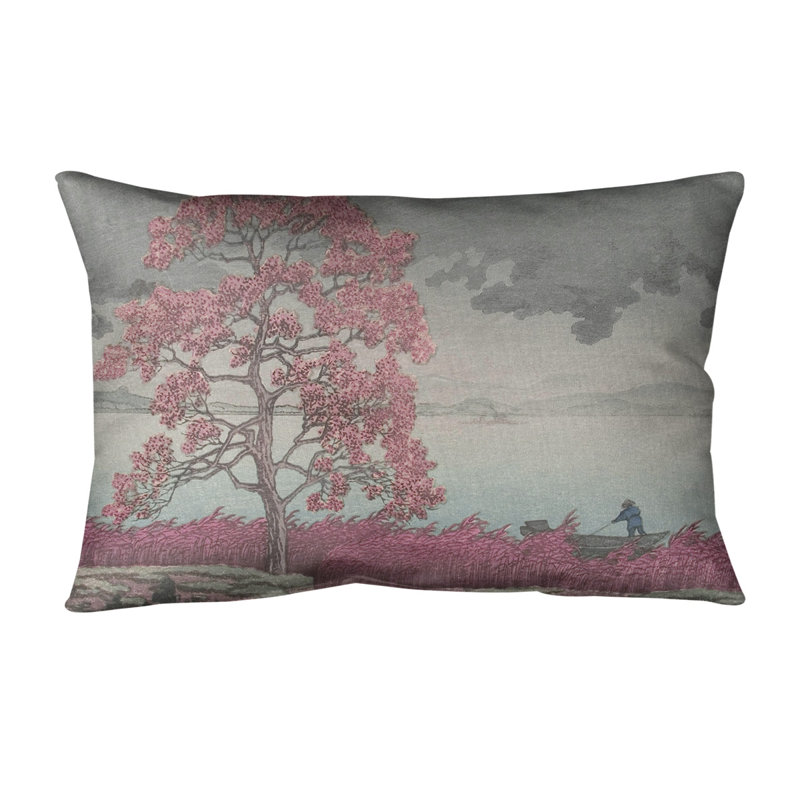 Coussin lombaire au-dessus de la pluie shore, 20 po x 14 po, Bleu, Polyester / bourre de polyester