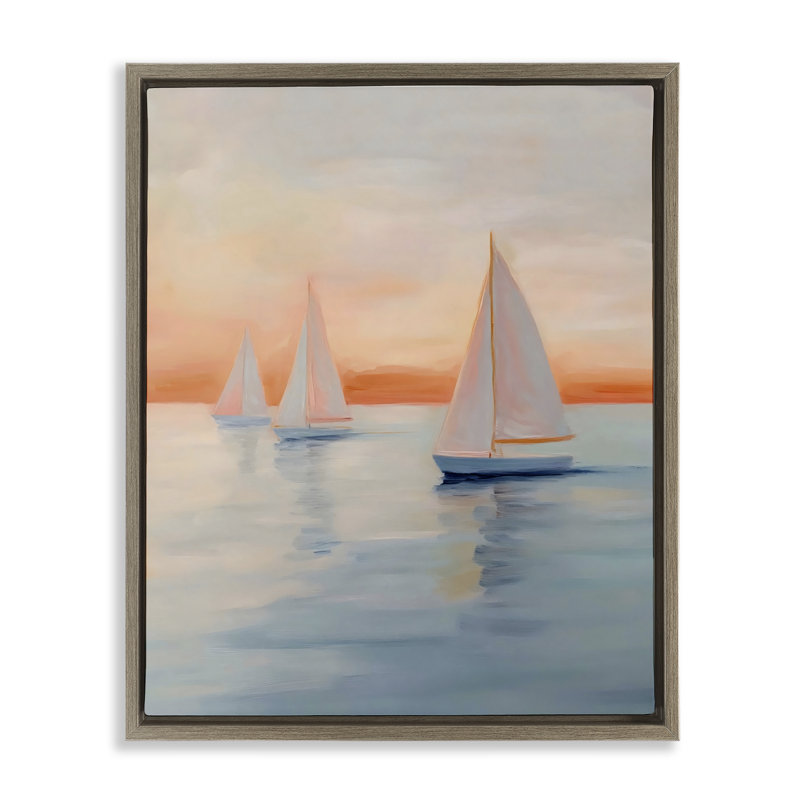 Cadre flottant au coucher du soleil sur une mer calme, conception par Creative Studio, 21 x 17, Montalcino Elm Floater Framed