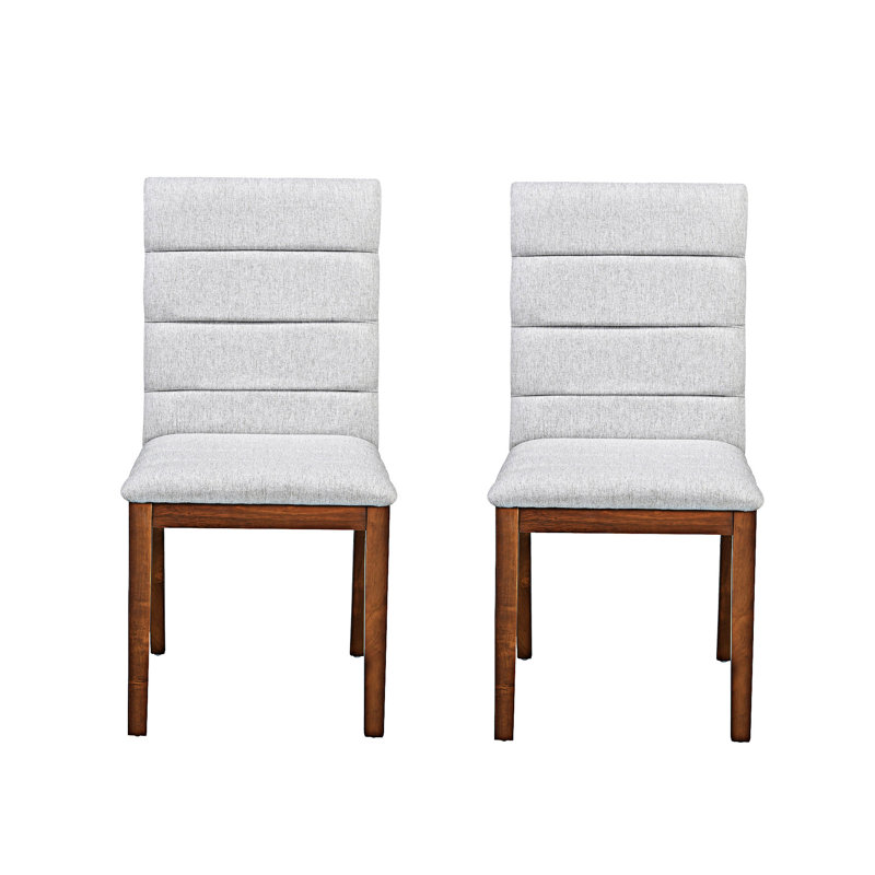 Chaise d'appoint rembourrée (ensemble de 2), Blanc / noyer 