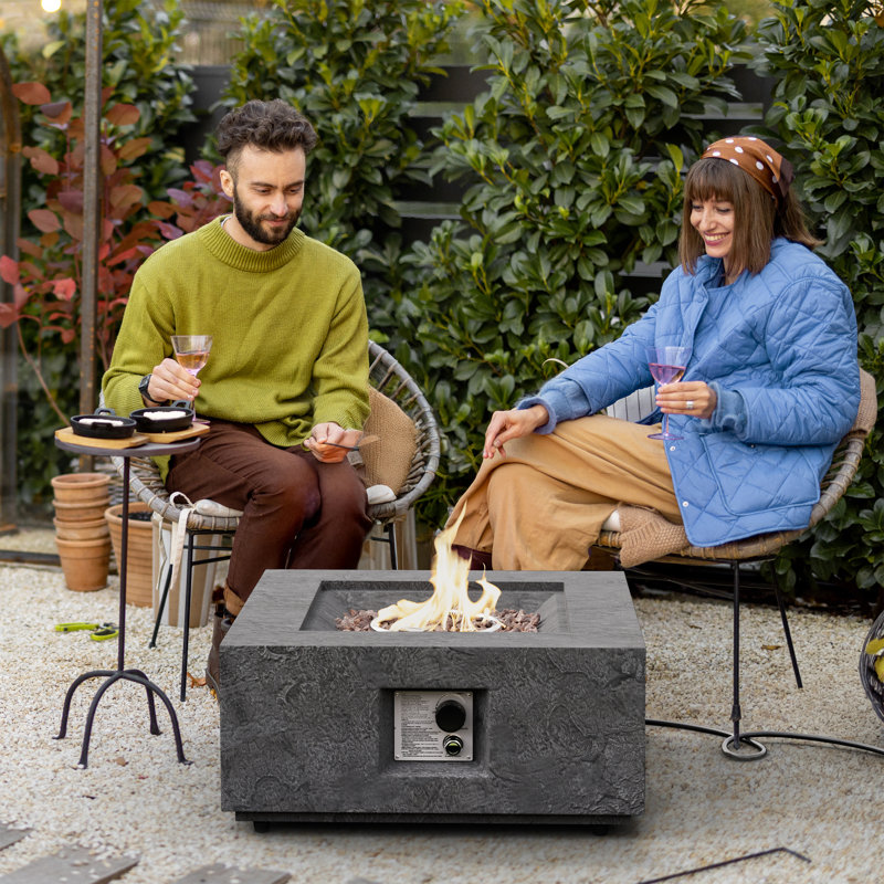 28" Square Concrete Propane Fire Pit Table