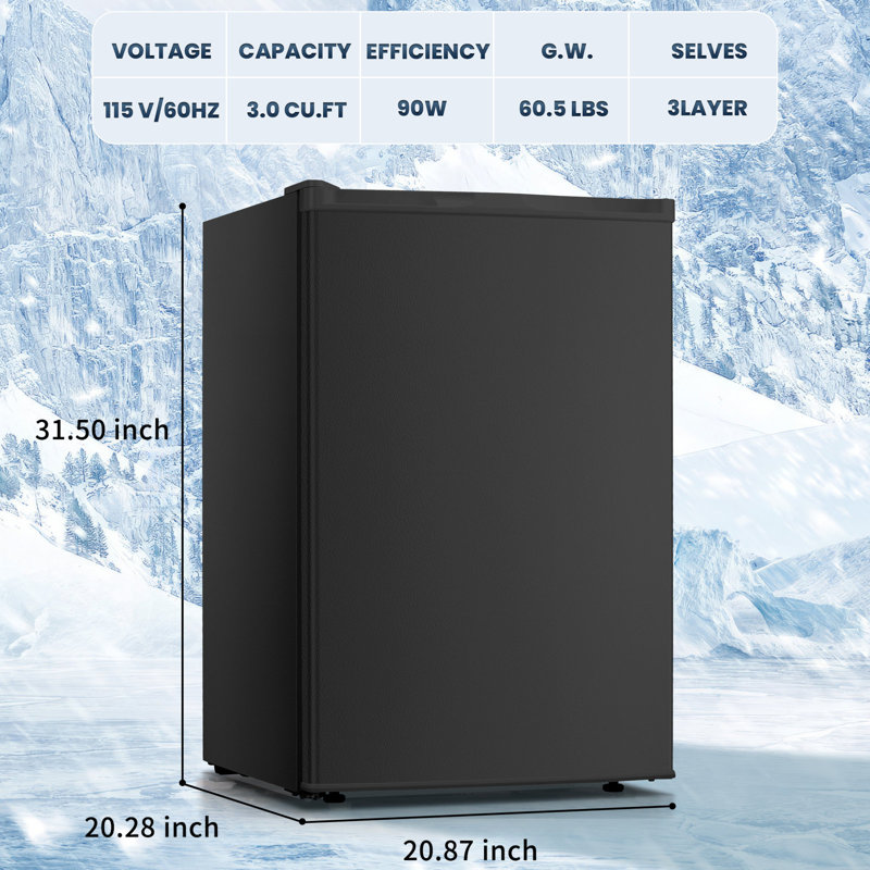 Upright Freezer, Energy Saving 3.0 Cu.ft Single Door Compact Upright Freezer With Reversible Door, Black