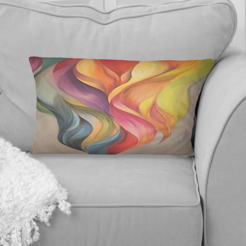 Coussin décoratif rétro à motif de feuilles pastel sur fond gris III