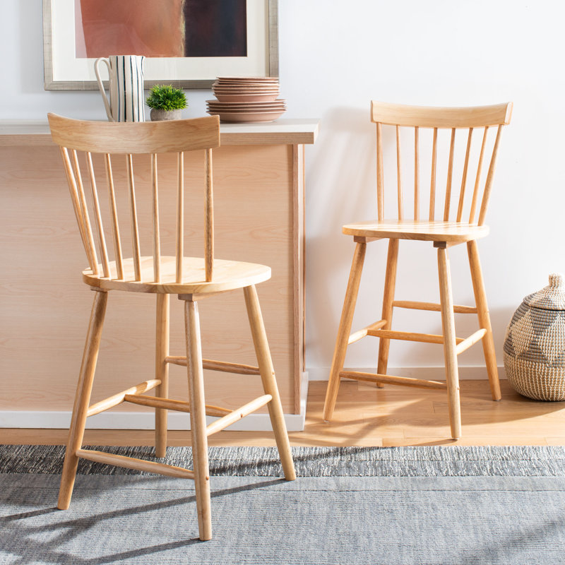 Stacee Solid Wood Counter Stool, Natural, Counter Stool (24" Seat Height)
